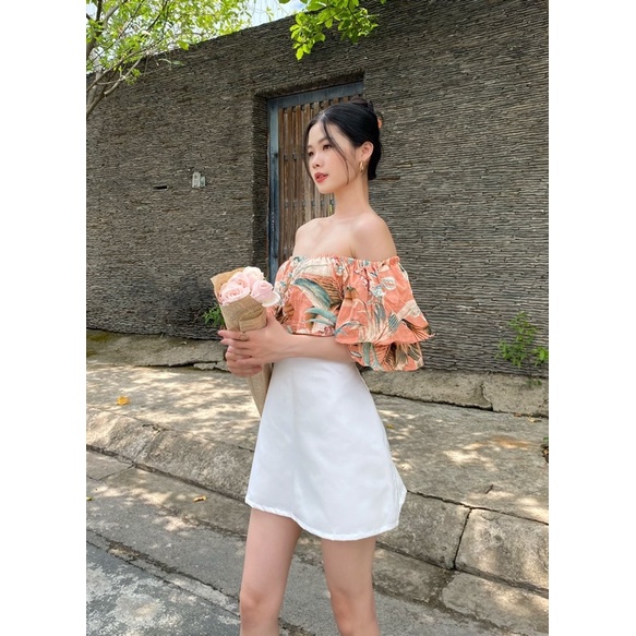 SET ÁO HOA TẦNG + CHÂN VÁY TRẮNG