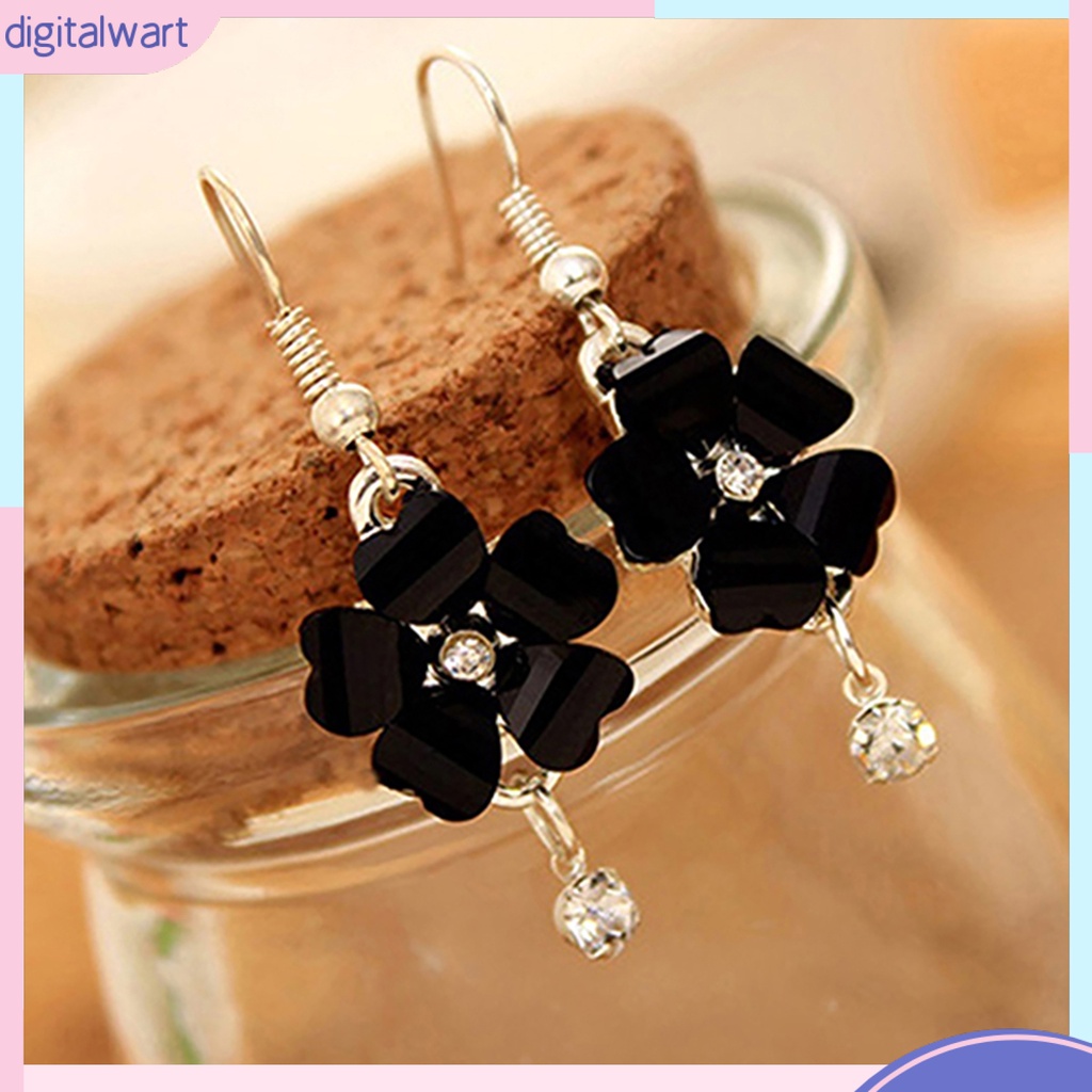 Cặp khuyên tai dài hình bông hoa nhỏ xinh đính đá sang trọng cá tính dành cho nữ