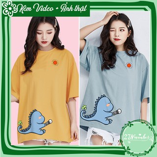 Áo thun nam nữ UNISEX Khủng long xanh Freesize 70kg Form rộng