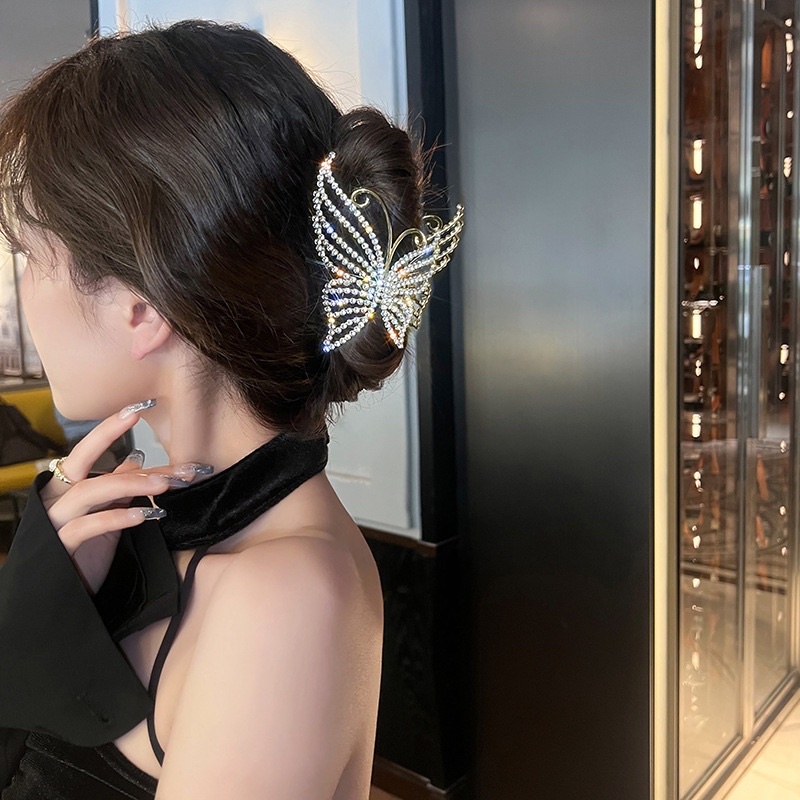 Kẹp tóc hình bướm mẫu mới 2022 tinh tế sang trọng cho nữ phong cách Hàn Quốc, kẹp tóc sau đầu đính đá đính ngọc