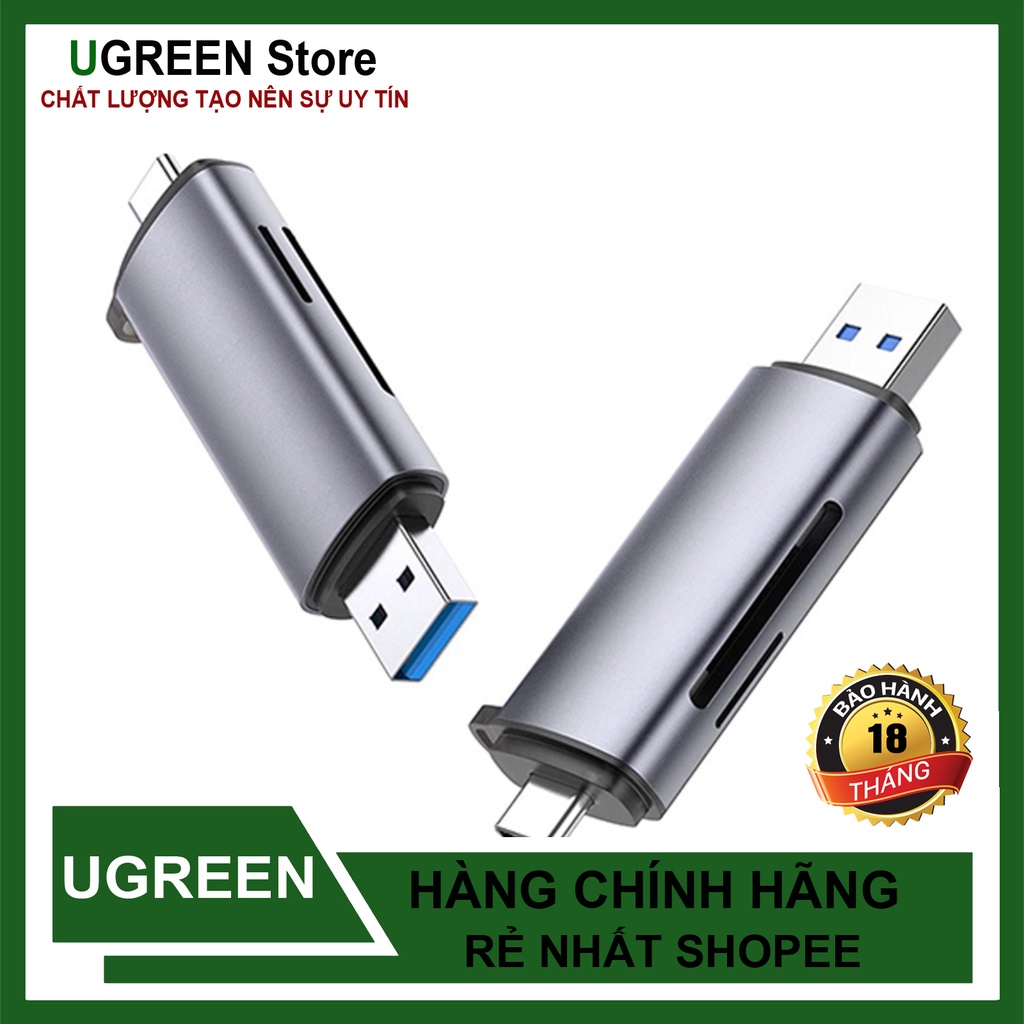 Đầu Đọc Thẻ Nhớ Type C Có OTG UGREEN 50704 Cao Cấp