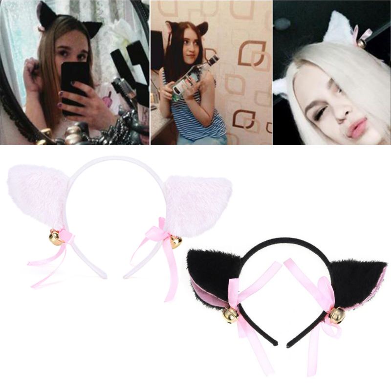 Băng Đô Tai Mèo Đính Chuông Dễ Thương Cho Nữ