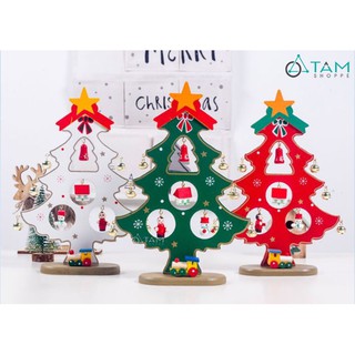 [NOEL-GIÁNG SINH-CÓ HỎA TỐC] Cây thông Noel để bàn gỗ lắp ráp 6 lục lạc XMAS-TREE-07