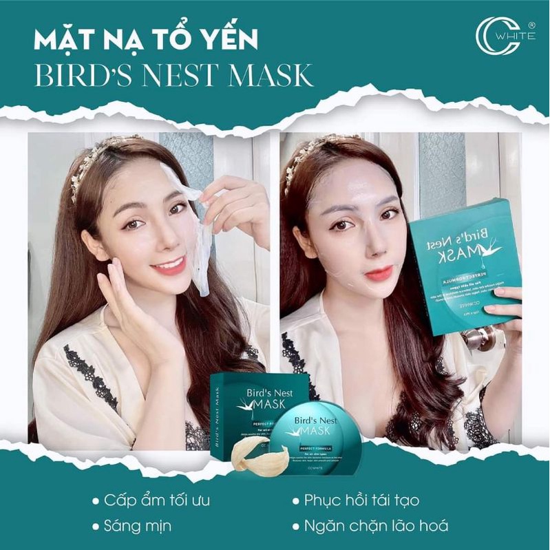 Mặt nạ tổ yến dưỡng ẩm da, dưỡng trắng da(khi mua 1 sp sẽ được tặng 1 cây son )