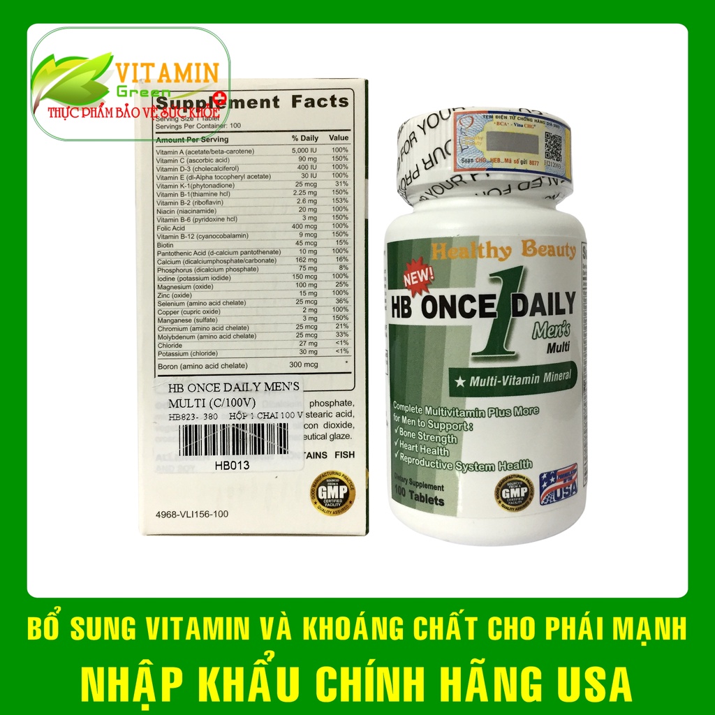 Vitamin tổng hợp cho nam HB ONCE DAILY MEN’S MULTI 100 viên | Nhập khẩu chính hãng Mỹ