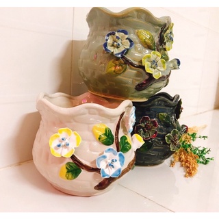 Chậu men sứ hoa 3d