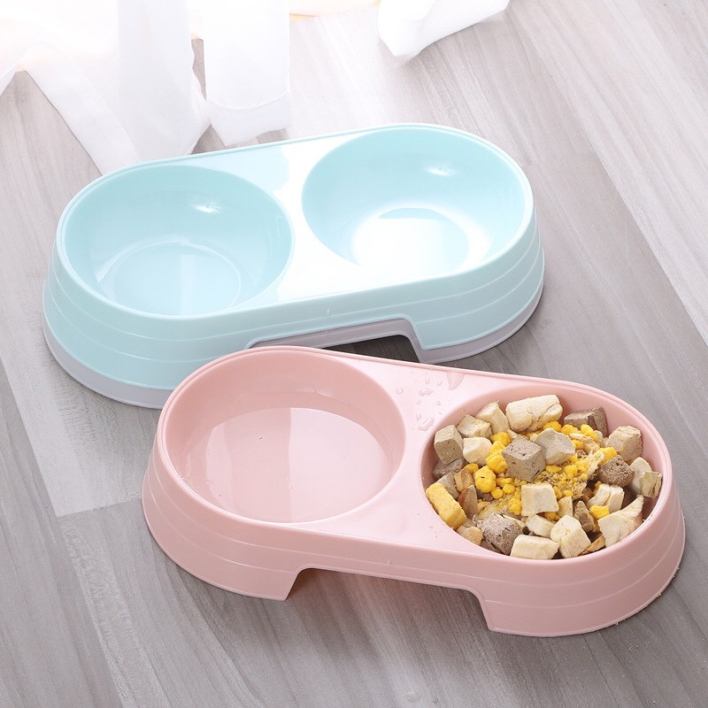 Bát đôi nhựa mini cho thú cưng