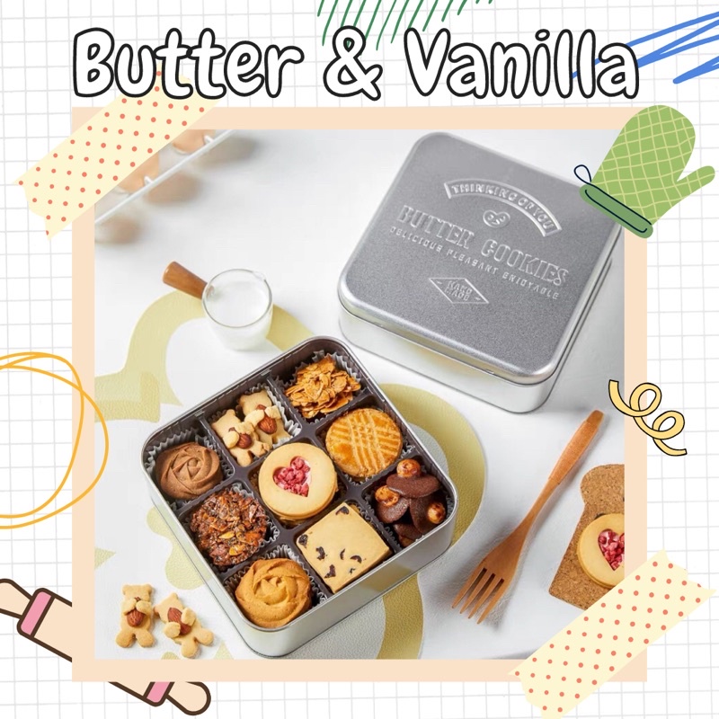 Hộp Thiếc Đựng Bánh Butter/Special Cookies Chia Ngăn Sẵn