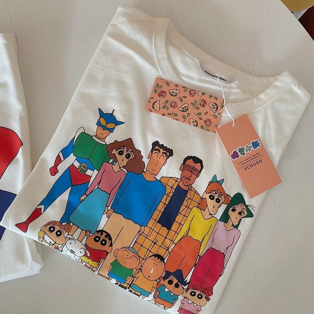 Áo Thun Cotton In Hoạt Hình Cậu Bé Bút Chì Shin Chan Thời Trang Mùa Hè Dành Cho Nữ 2022