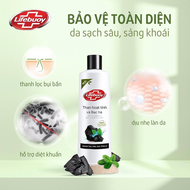 Sữa tắm lifebouy than hoạt tính bạc hà - matcha khổ qua detox thanh lọc da | BigBuy360 - bigbuy360.vn