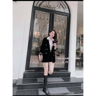 Bộ áo khoác vest nhung kèm quần short