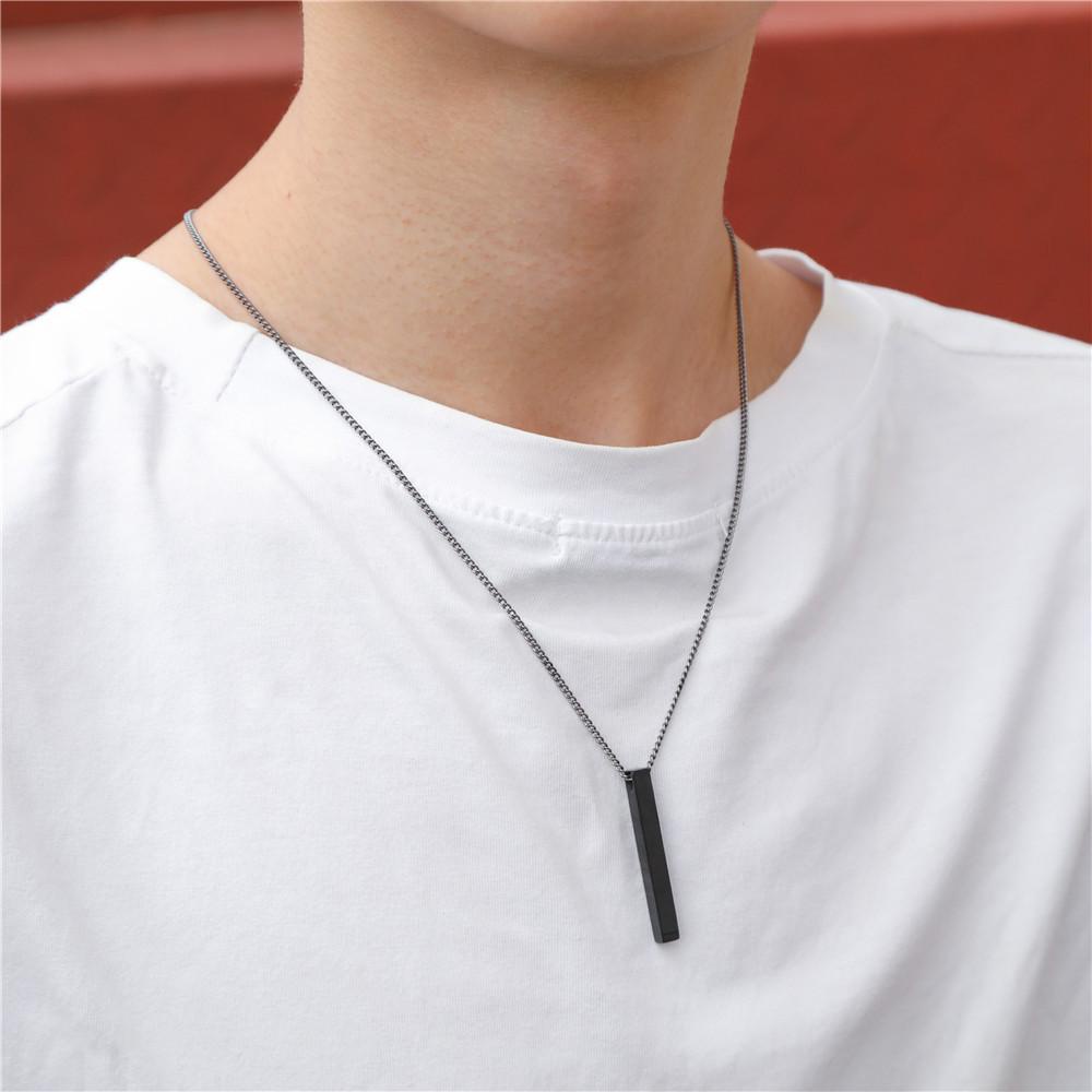 Vòng cổ Mặt Chữ Nhật In Chữ Glues Đơn Giản Hợp Thời Trang|Vòng cổ Inox Màu Đen Phong Cách Hip hop Cá Tính