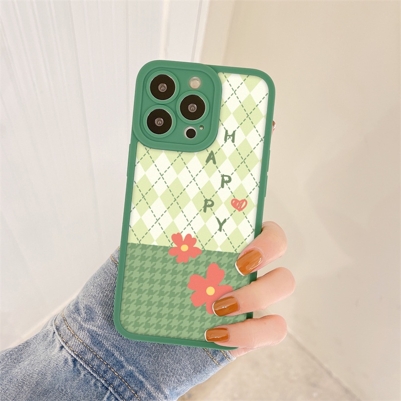 Ốp lưng iphone cạnh vuông lỗ camera hoa green 6s/6splus/7/7plus/8/8plus/x/xr/xs/11/12/13/pro/max/plus/promax-Awifi A4-7