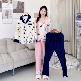 Bộ Pijama Lụa Hạc Dài Tay Chất Lụa Cao Cấp Mềm Mịn Mát