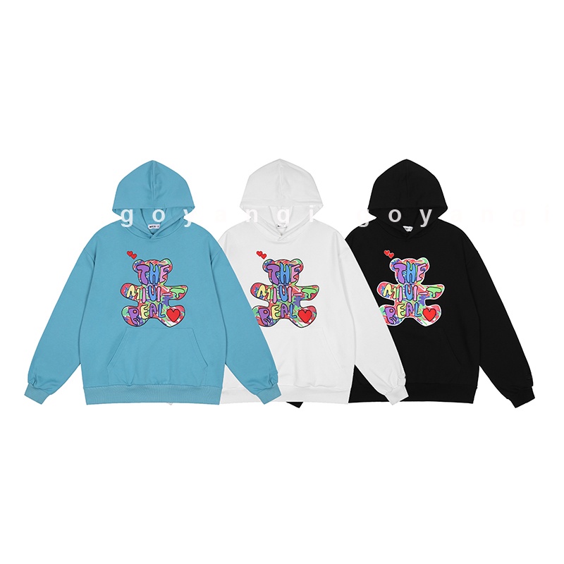 Áo Hoodie GYG Unisex Crayon Bear Form Rộng Oversize Phong Cách Hàn Quốc