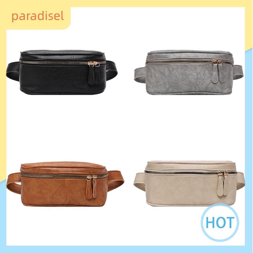 Túi da PU đeo chéo màu trơn phối khóa kéo thời trang cho nữ