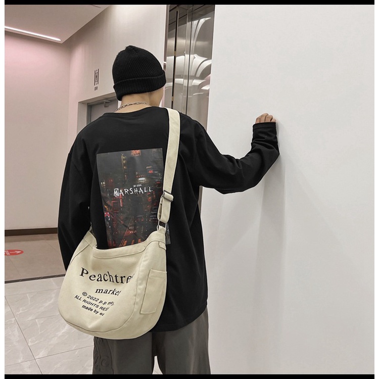 Túi tote đeo chéo đeo vai vải canvas giá rẻ đi học đi chơi unisex phong cách ullzang