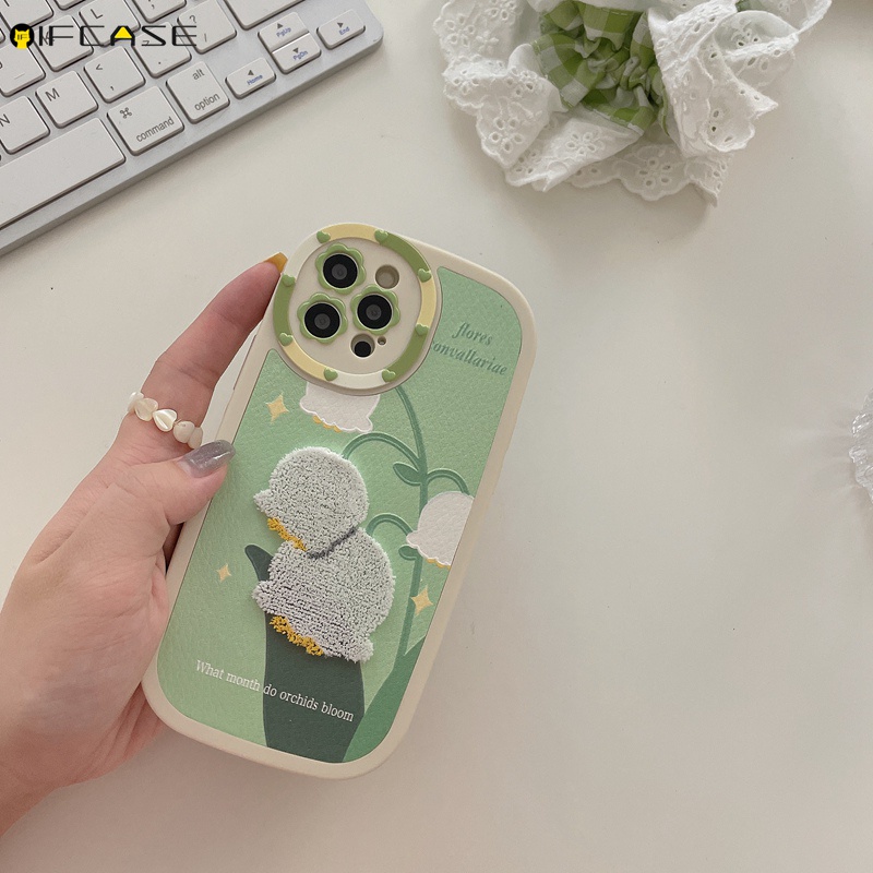 Ốp Điện Thoại Da Thêu Hình Hoa Tulip Cho iPhone 14 Plus 14 13 12 11 Pro Max XS Max XR X