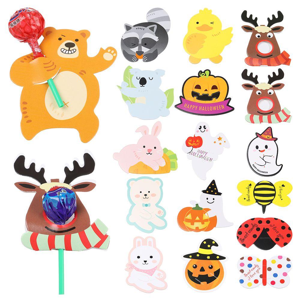 UUMIR Bộ 25 / 50 Thẻ Gắn Kẹo Mút In Hoạt Hình Dùng Trang Trí Tiệc Halloween / Giáng Sinh