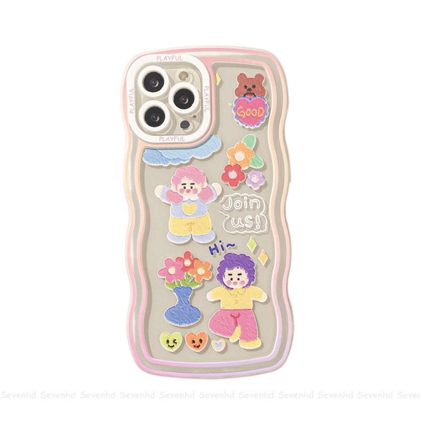 Ốp Điện Thoại Mềm Họa Tiết Nhân Vật Hoạt Hình Vẽ Nguệch Ngoạc Cho iPhone 13 12 11 Pro Max Xs Max Xr X 7 8 6 6s