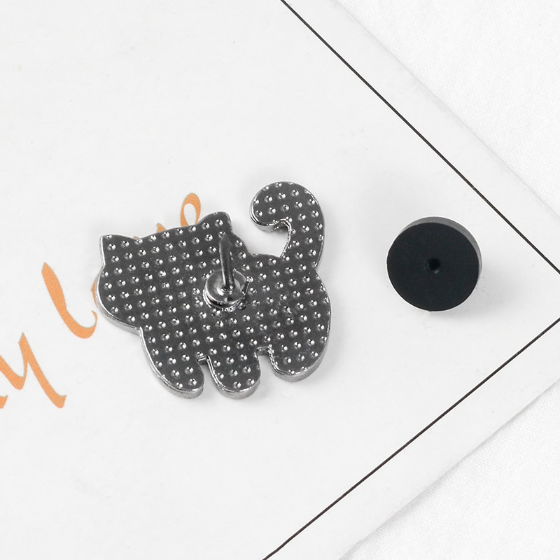 Ghim cài áo QIHE JEWELRY 3 màu hính chú mèo quà tặng cho bạn bè