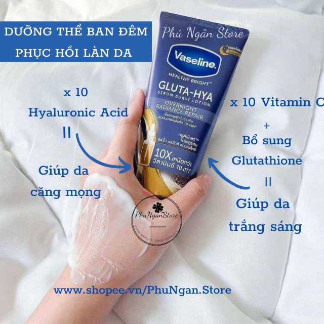 [Hàng siêu thị Thái]Cặp sữa dưỡng thể Vaseline 50x và Vaseline 4x Thái Lan dưỡng trắng da ngày và đêm