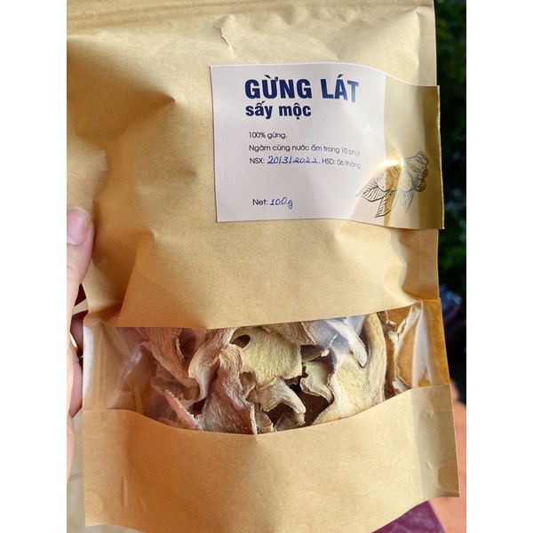 Gừng lát sấy lạnh 100g, pha trà, detox, giảm stress