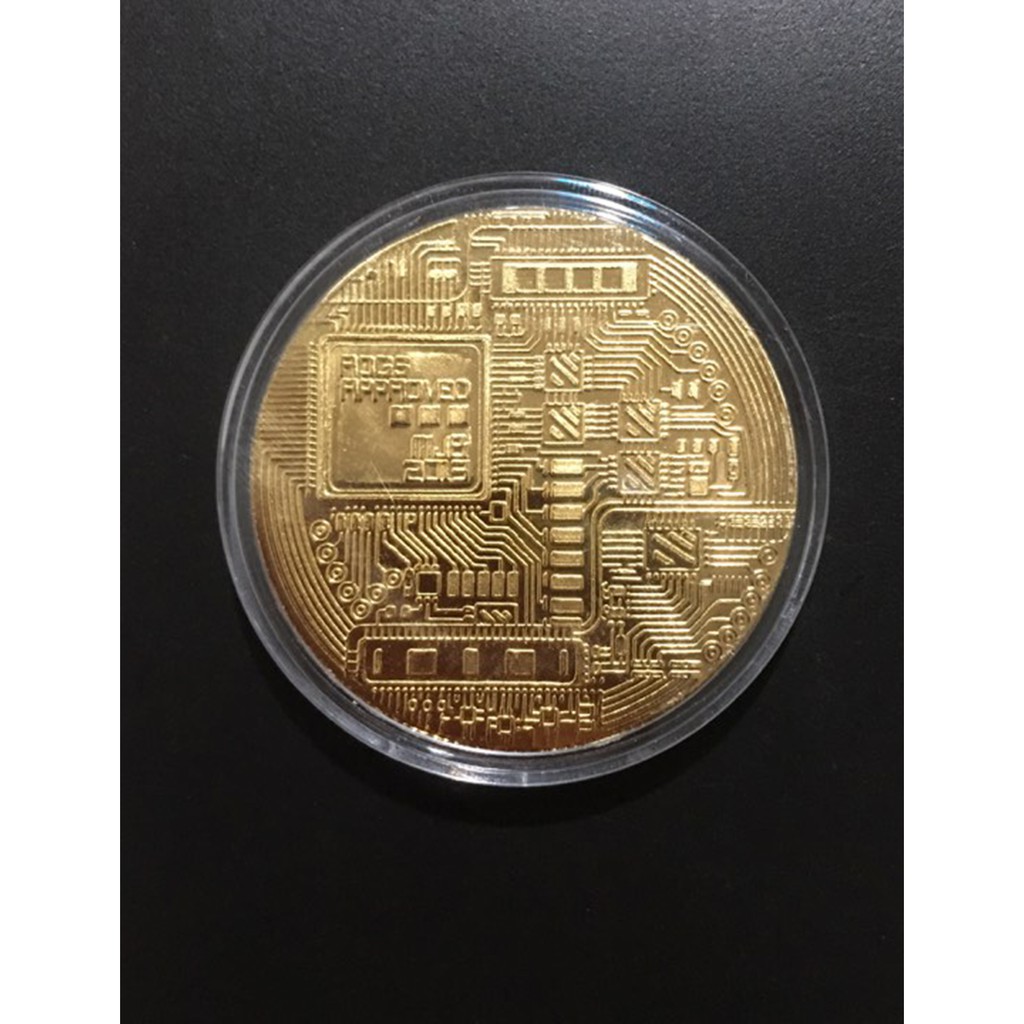 Đồng Xu Bitcoin Mạ Vàng 40mm Có Hộp Nhựa Kèm Theo H008