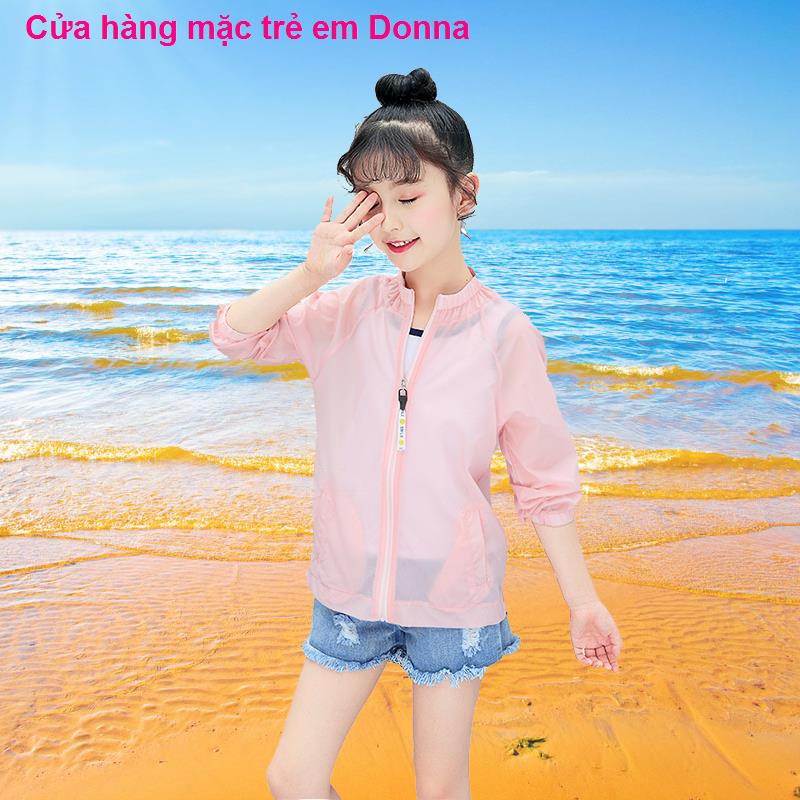 Children Anti-Sunscreen Ultra Thin Girl 2018 Phiên bản mới của Hàn Quốc Áo khoác mùa hè cho bé gái Quần trẻ emb