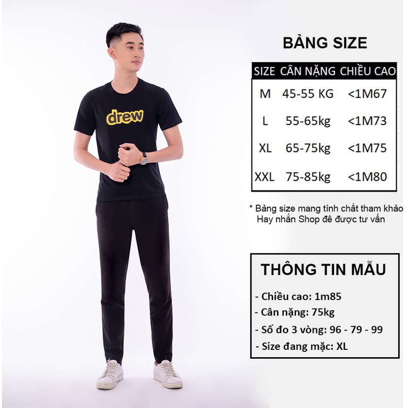 Áo thun Nam Nữ Local Brand AC142 Tay lỡ From rộng in chữ DREW chất liệu cotton dày mềm mịn
