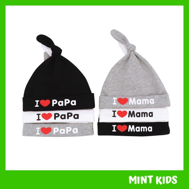 Mũ Sơ Sinh Cho Bé Từ 0 Đến 3 Tháng Papa Mama Cotton Mềm Mại