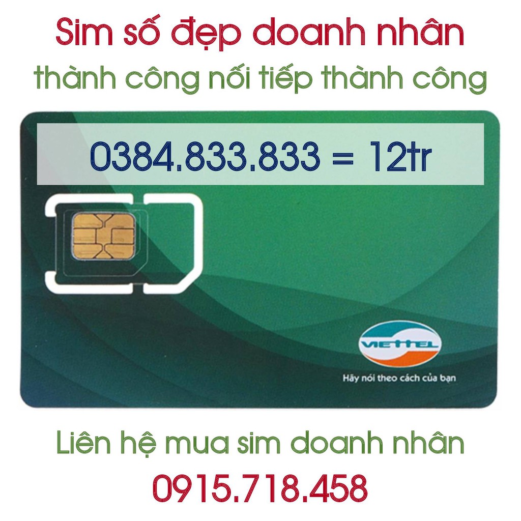 Sim số đẹp doanh nhân taxi 3 bánh Viettel 0384.833.833 phôi 3G giá rẻ nhất