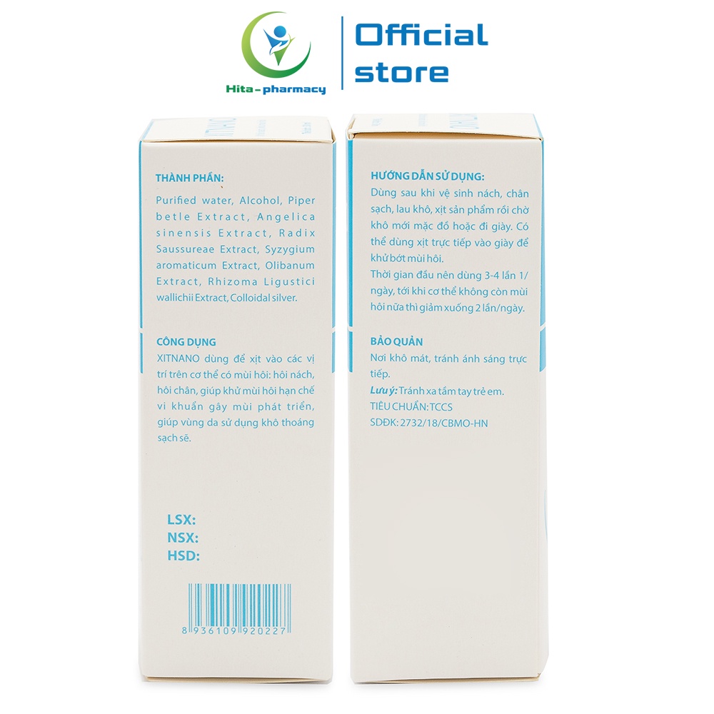 XITNANO MT Pharco xịt hôi nách, khử mùi hôi cơ thể, hôi chân - Chai 30ml [XITNANO]