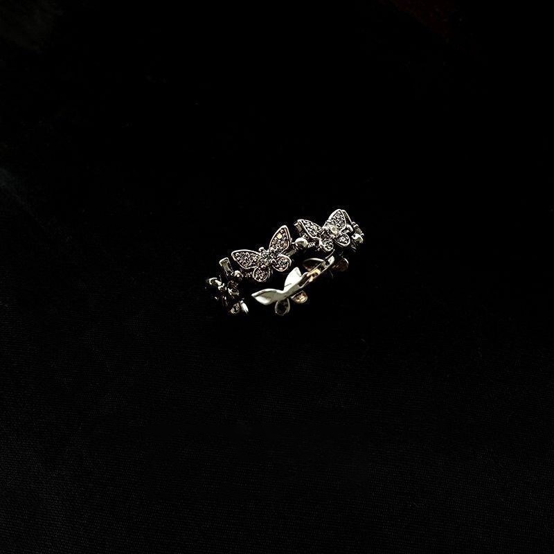 Nhẫn Mạ Bạc Hình Bướm Đính Đá Zircon Thời Trang Hàn Quốc
