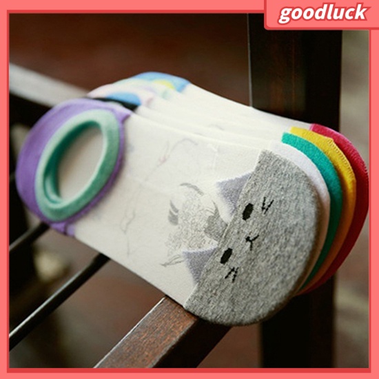 Vớ Thuyền Trong Suốt In Hình Mèo Đáng Yêu Cho Nữ