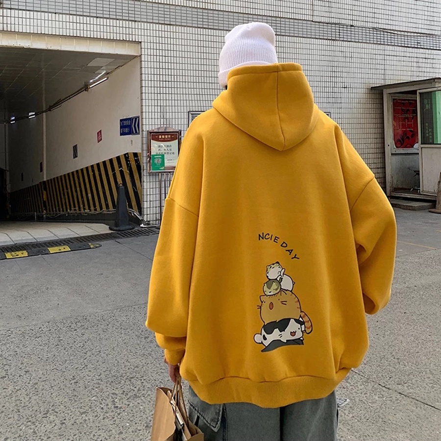 Áo mũ Hoodie Unisex 4 Mèo nằm Phong Boutique form rộng 4 màu nỉ bông cặp đôi nam nữ Oversize Ulzzang thu đông | BigBuy360 - bigbuy360.vn