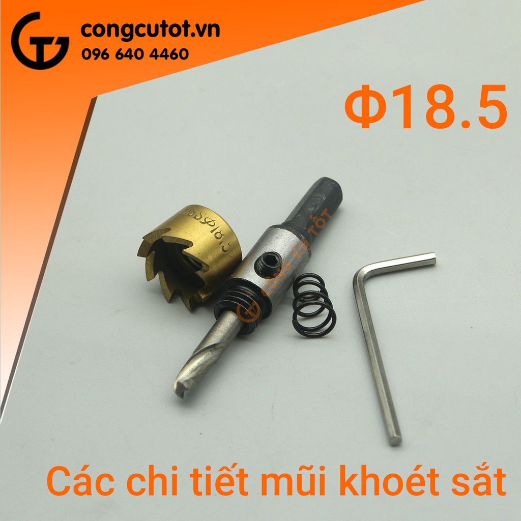 Bộ 5 mũi khoét sắt bằng thép gió phủ Titan