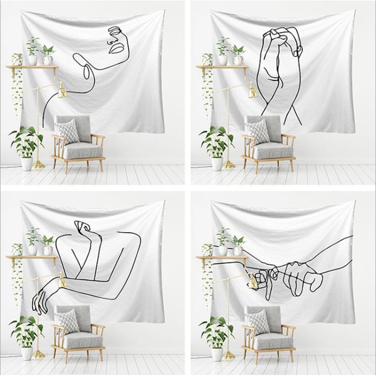 Vải treo tường, thảm treo tường trang trí phòng họa tiết đen trắng