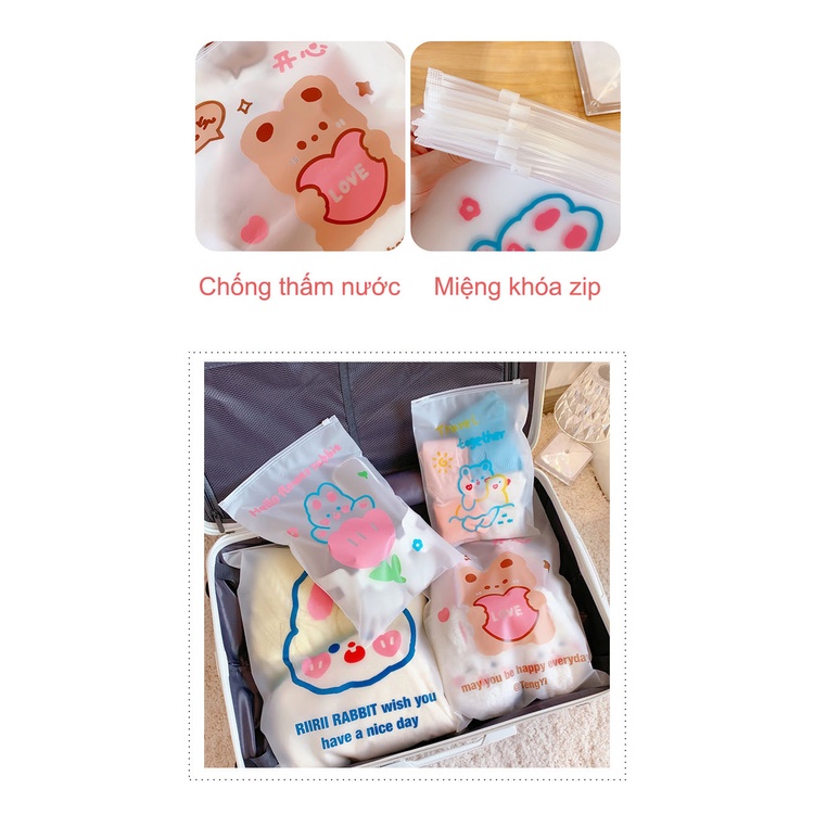 Túi zip lụa mờ có khóa kéo đựng đồ cá nhân quần áo giày dép mỹ phẩm chống thấm nước nhiều kích cỡ