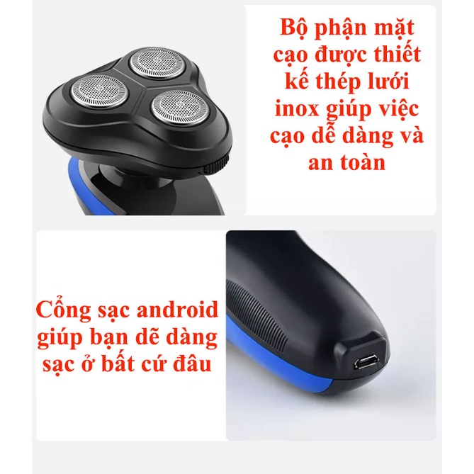 Máy cạo râu 8D SHAVER  3 trong 1 bao gồm 8 món với chức năng cạo râu cắt tóc tỉa lông mũi - máy mạnh cạo nhanh và sạch