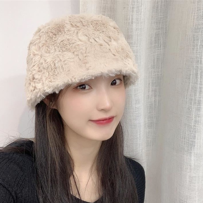 Mũ bucket lông giả dày dặn mềm mại giữ ấm kích cỡ 56-58cm