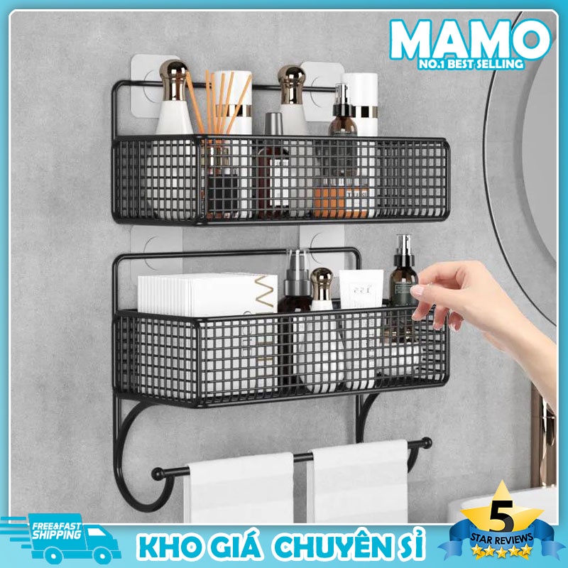 Kệ Nhà Tắm Hình Chữ Nhật, Giá treo khăn，Kệ Sắt Dán Tường Cao Cấp Không Rỉ Siêu Chắc - XQY92