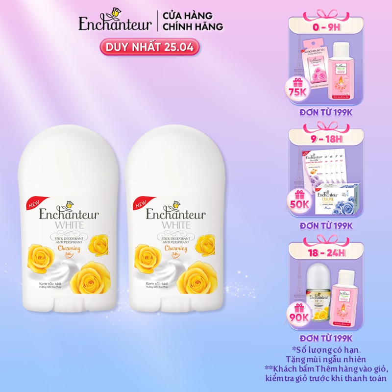 Combo 2 Sáp khử mùi trắng da Enchanteur Charming 40g/chai