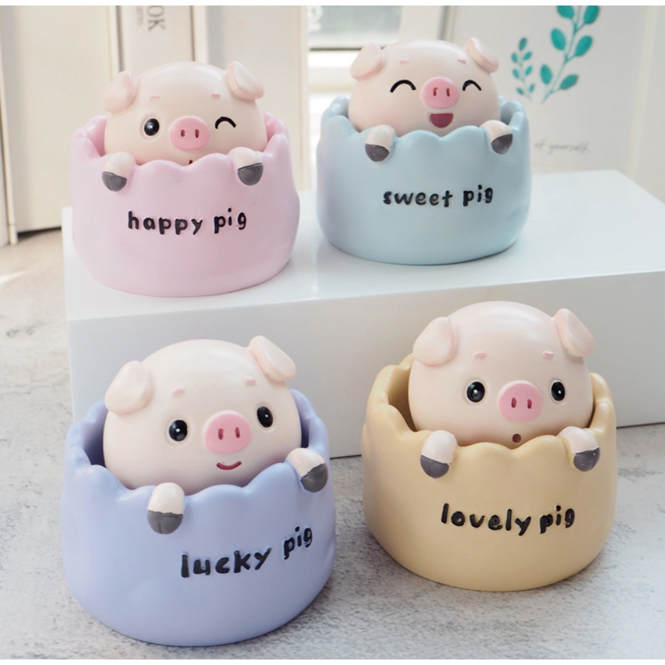 Tượng heo - lợn may mắn mô hình heo gật gù Lucky bày taplo ô tô, bàn làm việc, quà tặng siêu dễ thương