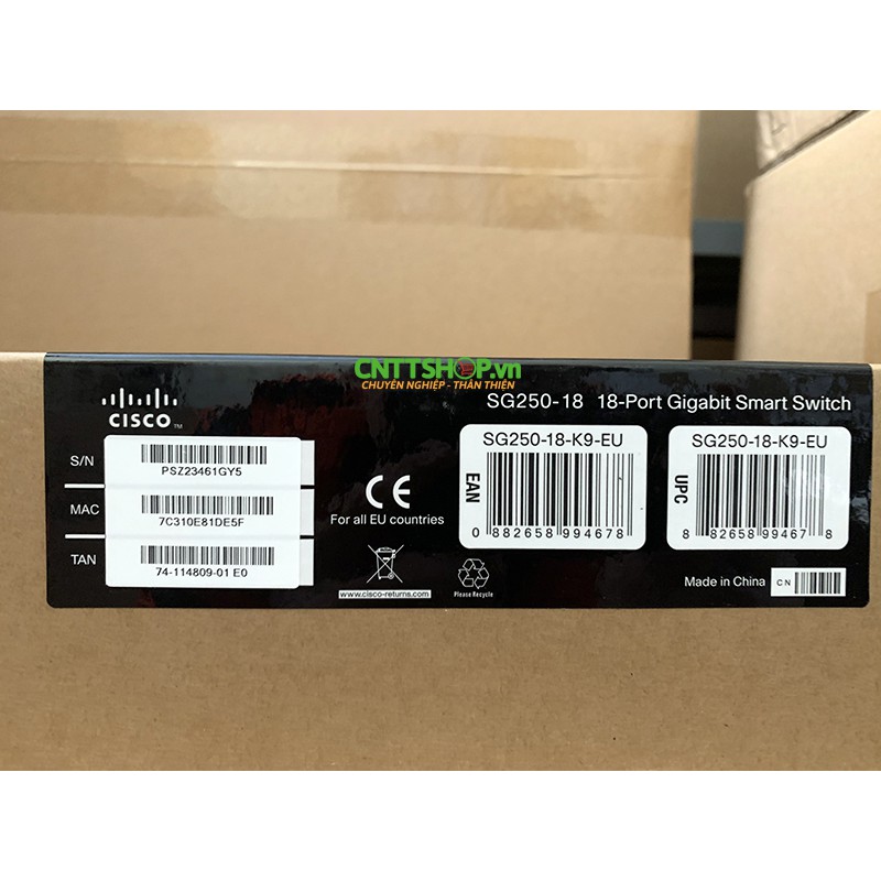 SG250-18-K9-EU Bộ chia mạng Switch Cisco 16 cổng 10/100/1000, 2GE Uplink