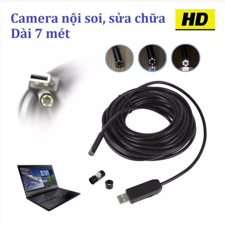 Camera nội soi HD chống nước có đèn LED - Dài 7M