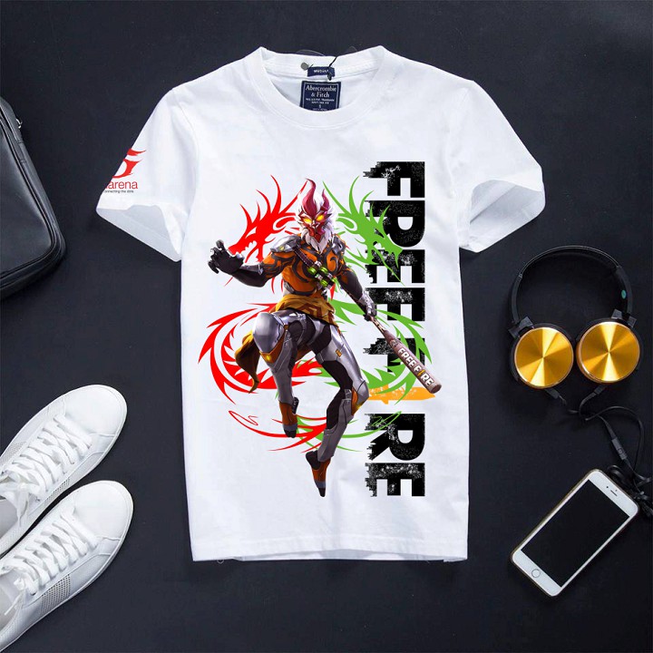 Áo thun nam in hình Free Fire cotton màu trắng giá rẻ Ngộ Không