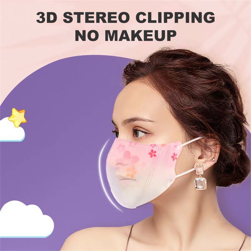 Set 10 khẩu trang 3D KF94 họa tiết hoa đào tùy chọn màu sắc gradient mùa hè COD