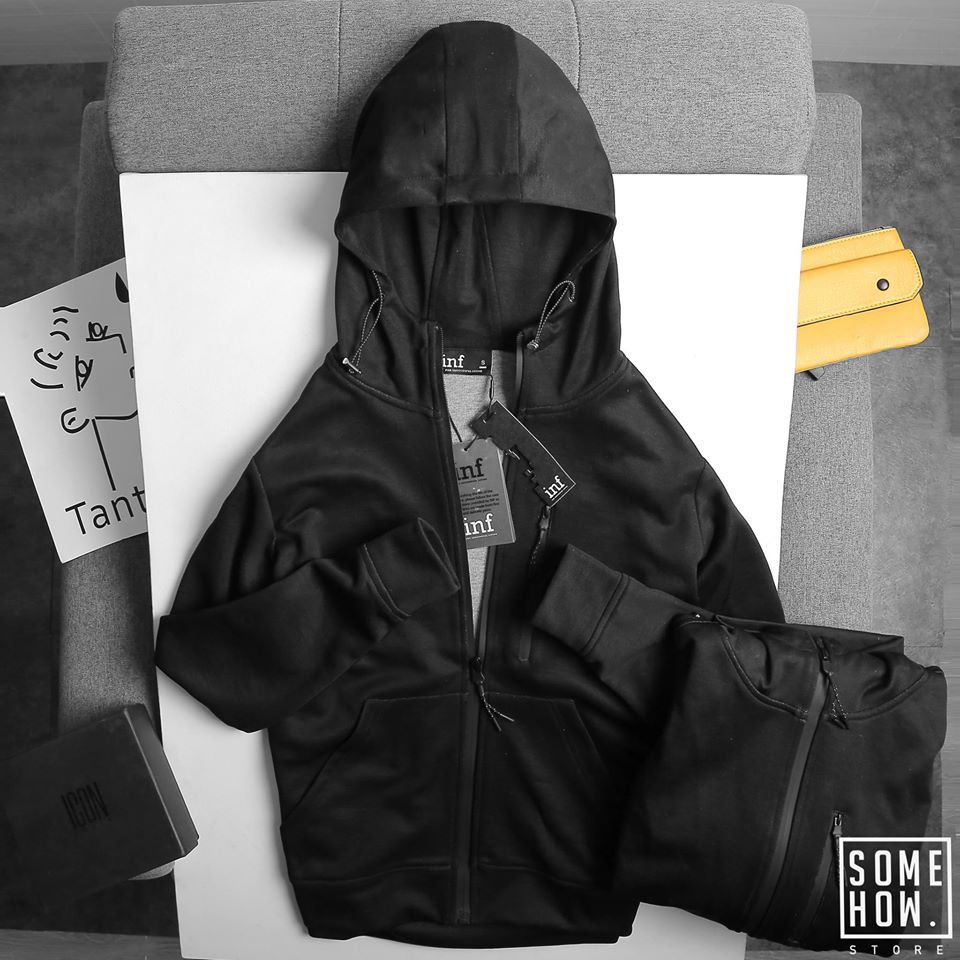 Áo Khoác Nam,Áo Khoác Có Nón Đen Nam INF ,Vải Thun Nỉ Co Giãn Form Regular AK002738, SOMEHOW | BigBuy360 - bigbuy360.vn