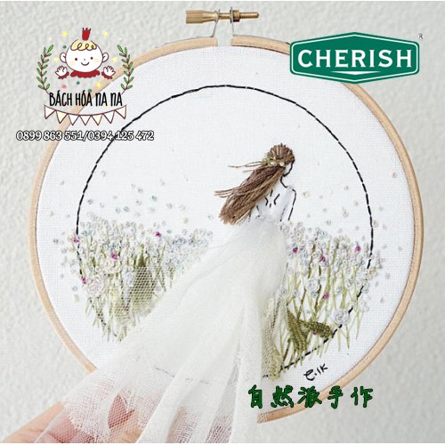 Kit thêu tay trang trí DIY Bộ Kit thêu Cherish cô gái xinh đẹp, Kit tập thêu Girlfrend Bách hóa Na na Handmade